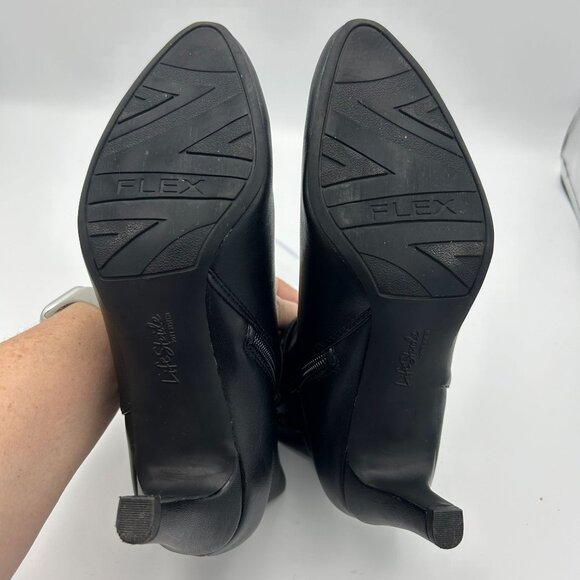 LifeStride Women's Black Ankle Boots 8M Side Zipper Pointed Toe - Picture 11 of 13